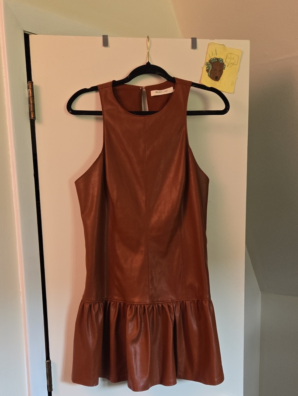 Sleeveless Brown Faux Leather Midi Dress